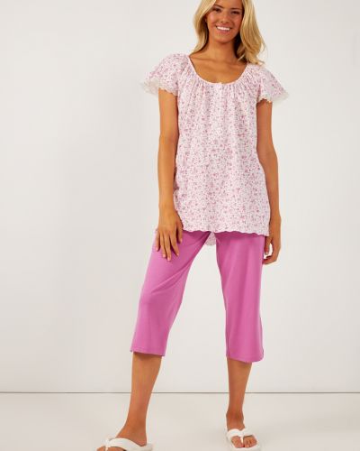 Pajamas set classic line printed ruffle sleeve with placket